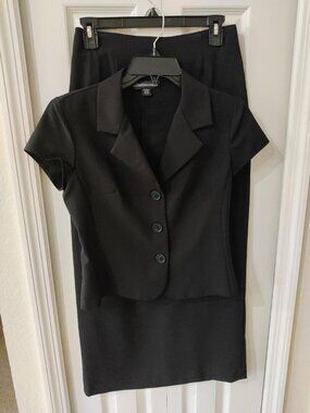 Jonathan Martin Juniors 2 Piece Black Short Sleeve Long Skirt Suit Size 3